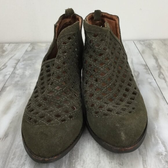 Jeffrey Campbell Taggert Lattice Olive Ankle Booties 10 - Picture 3 of 14